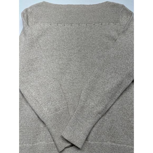Loft Boatneck Oatmeal Knit Sweater Neutral Neck Detail NWOT Small Work Casual - Picture 9 of 10